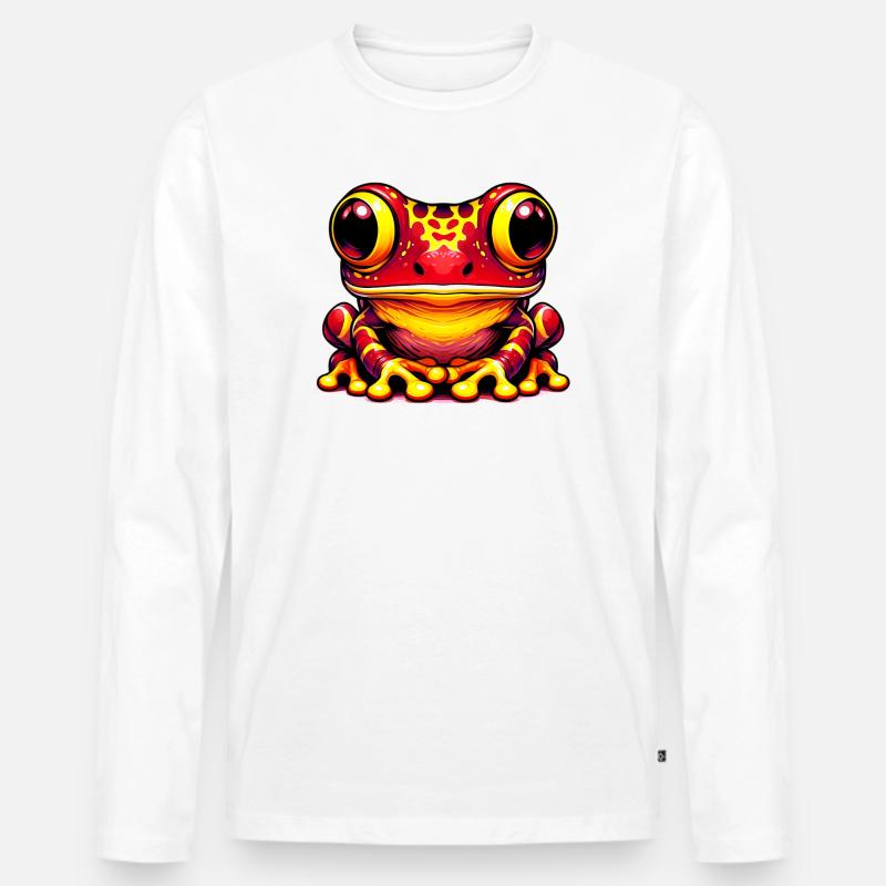 Frosch - Männer Premium Bio Langarmshirt - Weiß