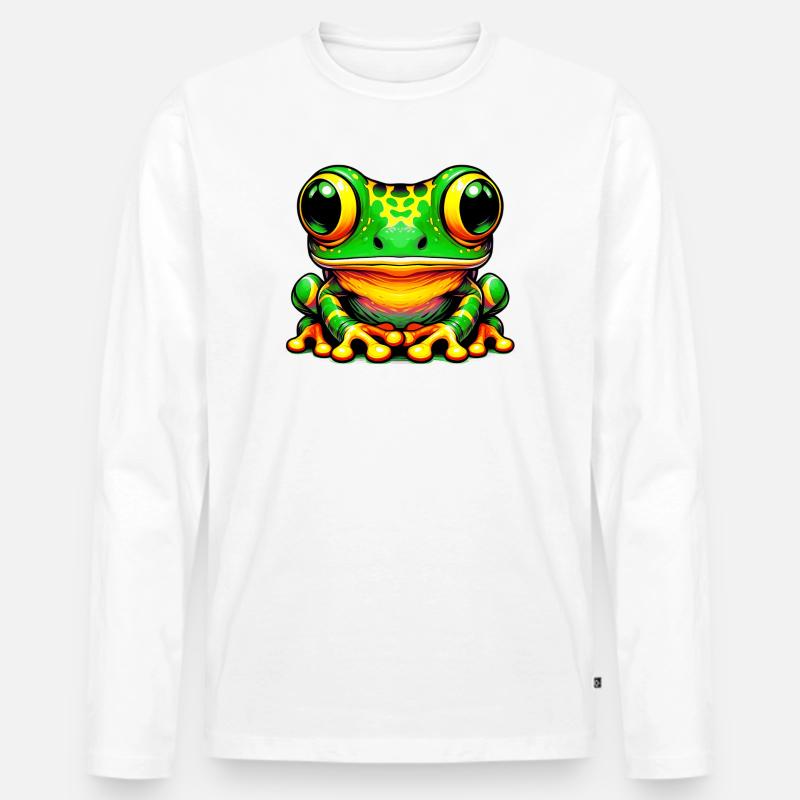 Frosch - Männer Premium Bio Langarmshirt - Weiß