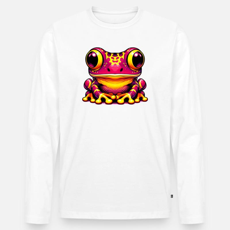 Frosch - Männer Premium Bio Langarmshirt - Weiß