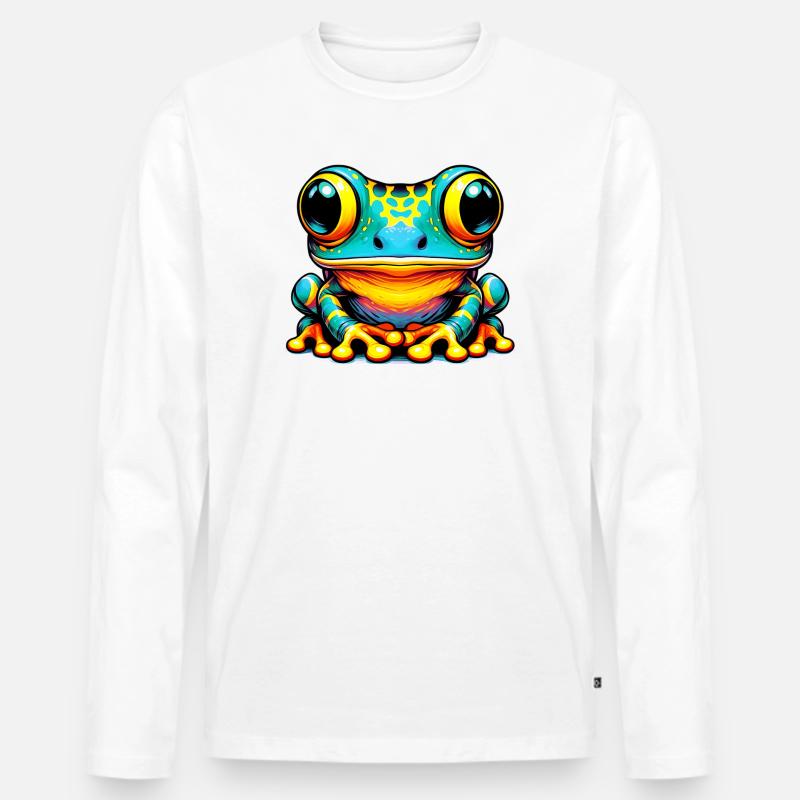 Frosch - Männer Premium Bio Langarmshirt - Weiß