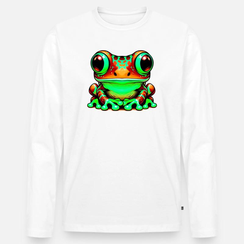 Frosch - Männer Premium Bio Langarmshirt - Weiß
