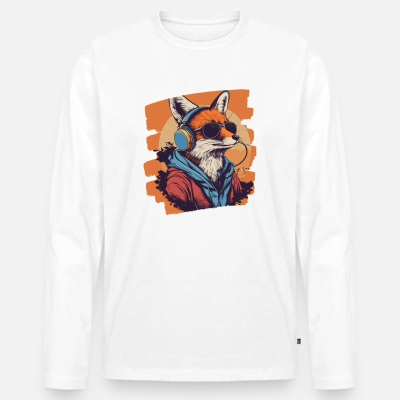 Fuchs Kopfhörer - Männer Premium Bio Langarmshirt - Weiß