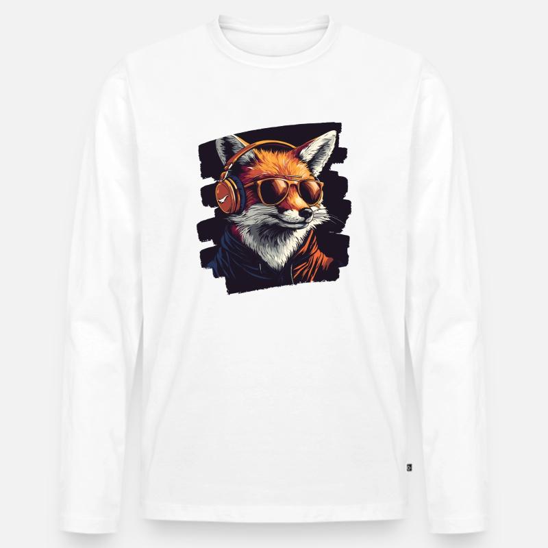 Fuchs - Männer Premium Bio Langarmshirt - Weiß