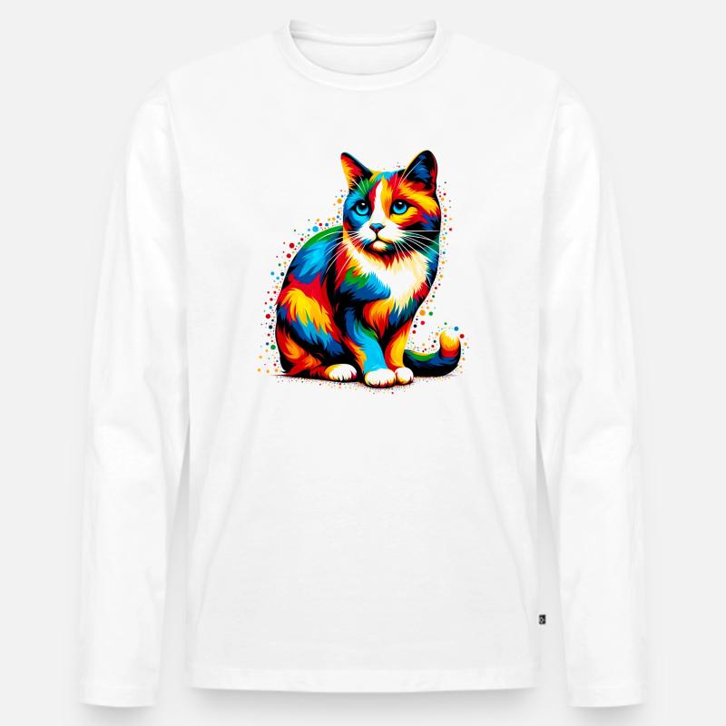 Katze - Männer Premium Bio Langarmshirt - Weiß