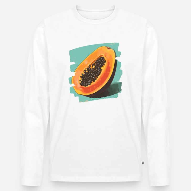 Papaya - Männer Premium Bio Langarmshirt - Weiß