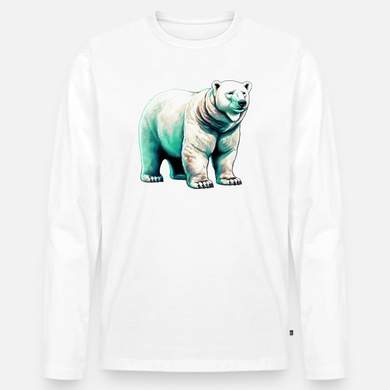 Weißer Eisbär - Männer Premium Bio Langarmshirt - Weiß