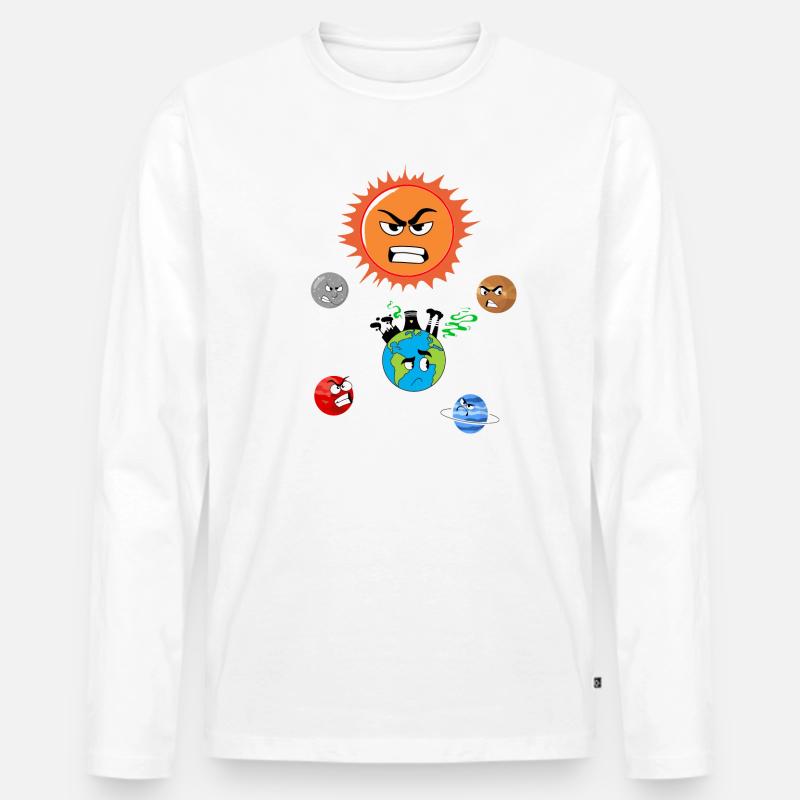 Verschmutzung der Erde - Männer Premium Bio Langarmshirt - Weiß