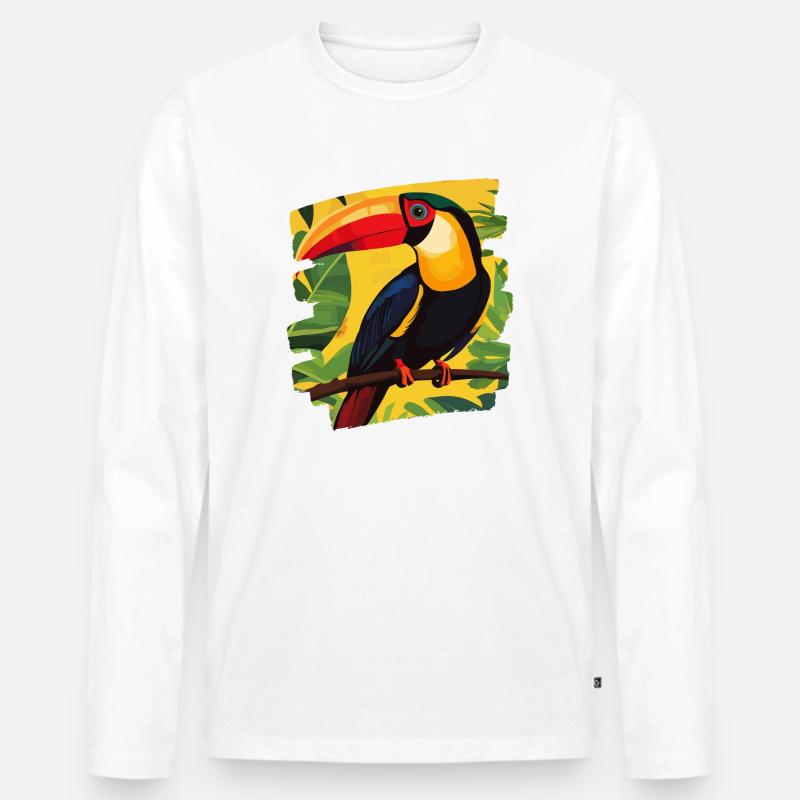 Tukan - Männer Premium Bio Langarmshirt - Weiß