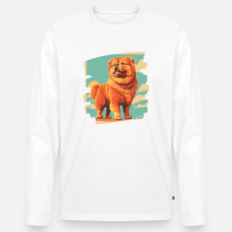 Chow Chow - Männer Premium Bio Langarmshirt - Weiß
