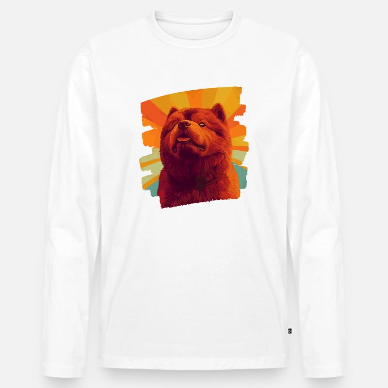 Chow Chow - Männer Premium Bio Langarmshirt - Weiß