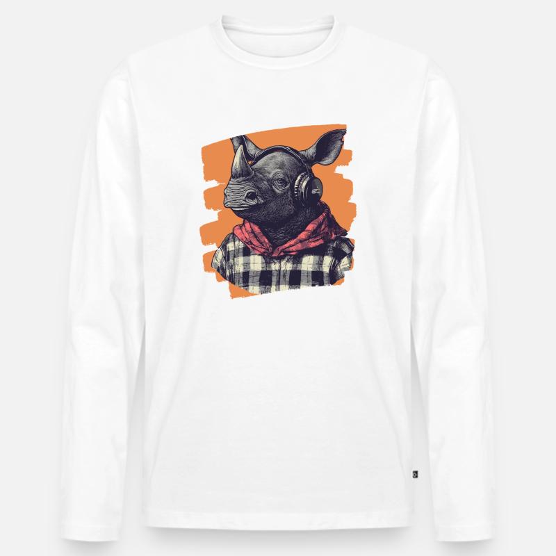 Nashorn - Männer Premium Bio Langarmshirt - Weiß