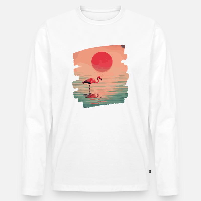 Flamingo - Männer Premium Bio Langarmshirt - Weiß