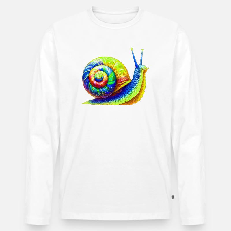 Schnecke - Männer Premium Bio Langarmshirt - Weiß