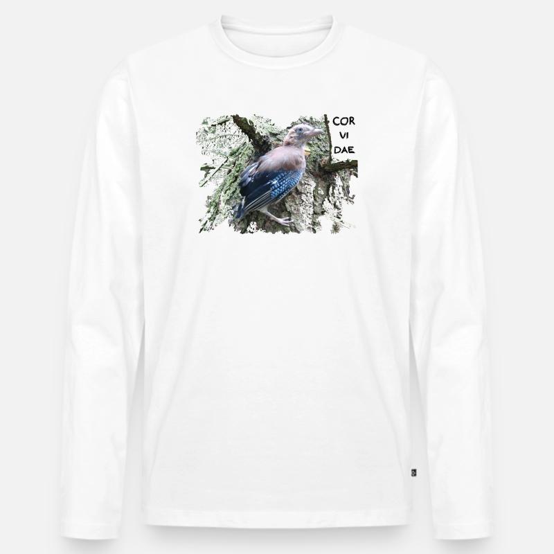 Eichelhäher Corvidae - Männer Premium Bio Langarmshirt - Weiß