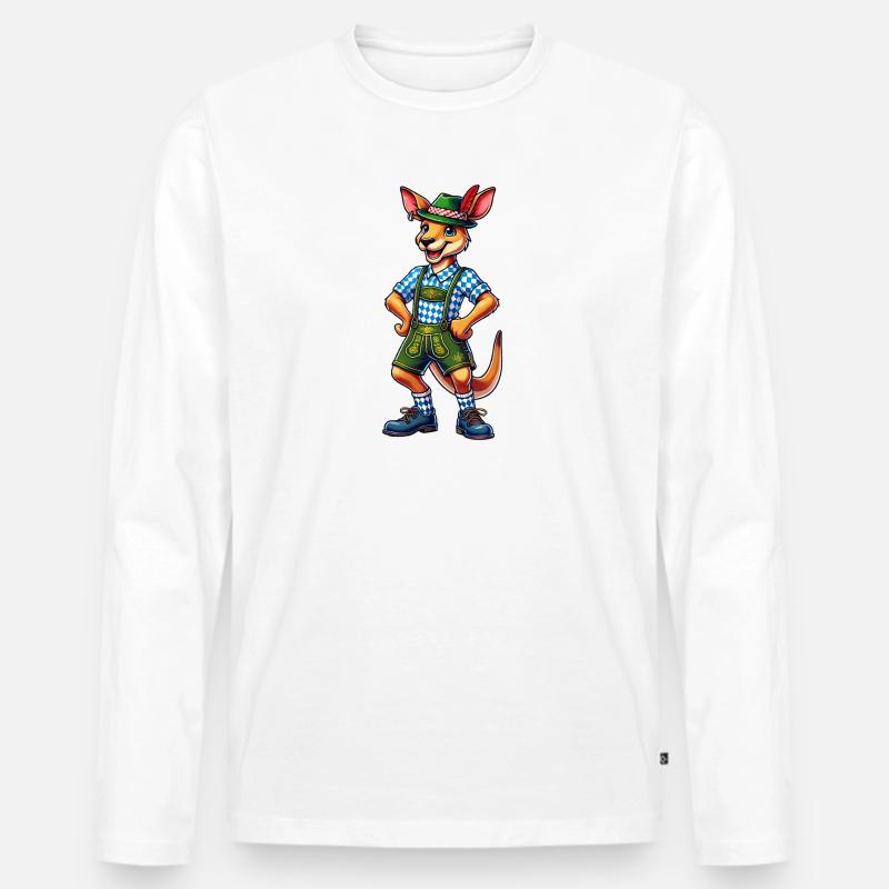 Bayerisches Känguru - Männer Premium Bio Langarmshirt - Weiß