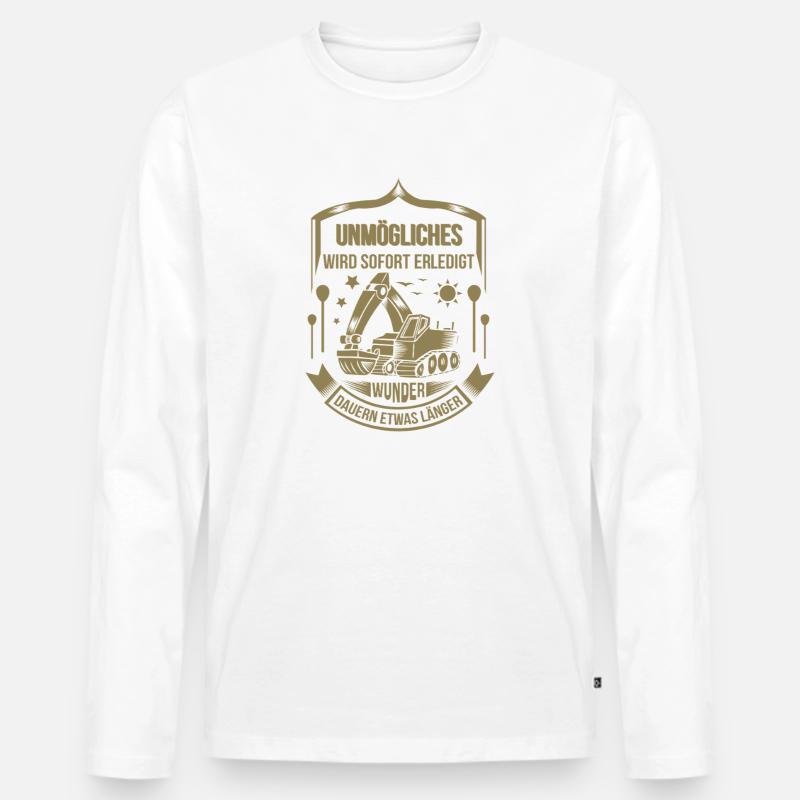 Baggerfahrer Unmögliches sofort erledigt - Männer Premium Bio Langarmshirt - Weiß
