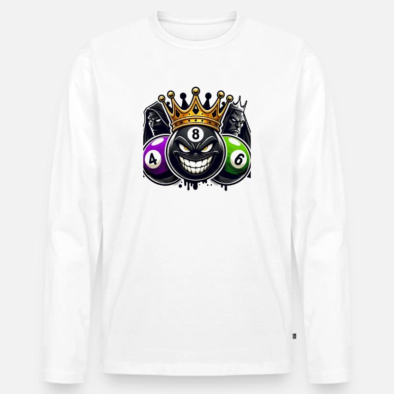 Billard King – Die 8-Ball Herrschaft - Männer Premium Bio Langarmshirt - Weiß