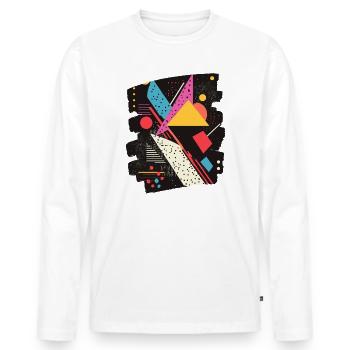 Années 80 - T-shirt manches longues Premium bio Homme - blanc - Devant - Nico (187cm)