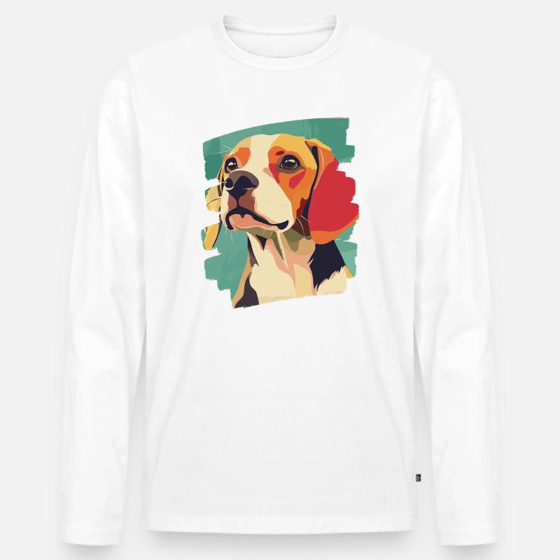 Beagle - Männer Premium Bio Langarmshirt - Weiß