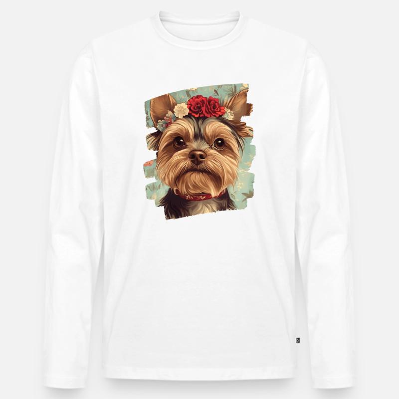Yorkshire Terrier - Männer Premium Bio Langarmshirt - Weiß