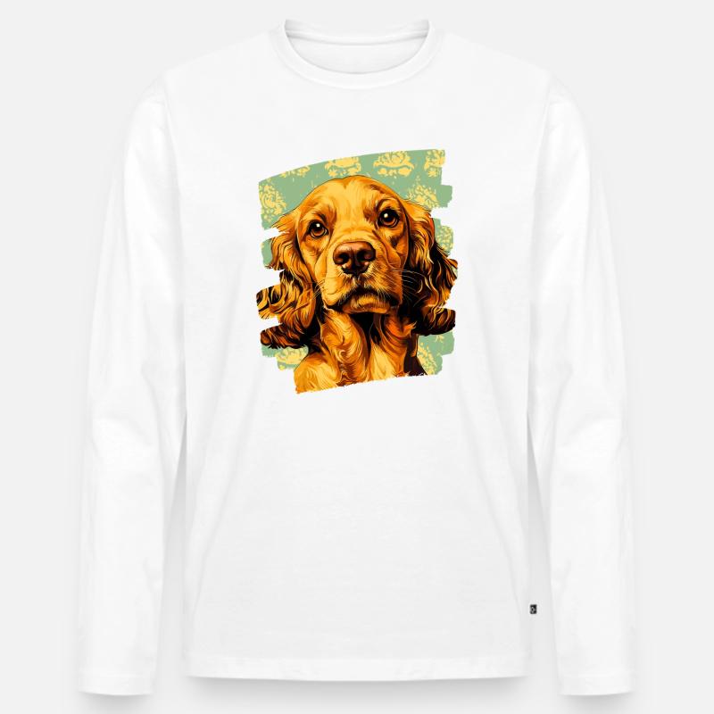 Cocker Spaniel - Männer Premium Bio Langarmshirt - Weiß