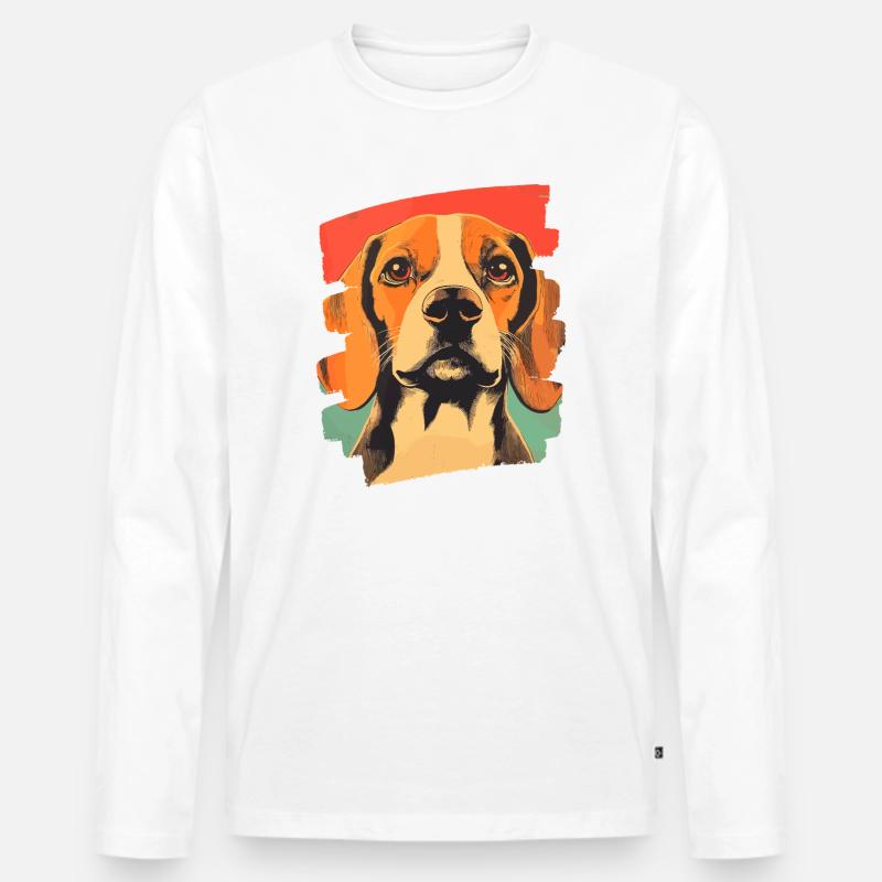 Beagle - Männer Premium Bio Langarmshirt - Weiß