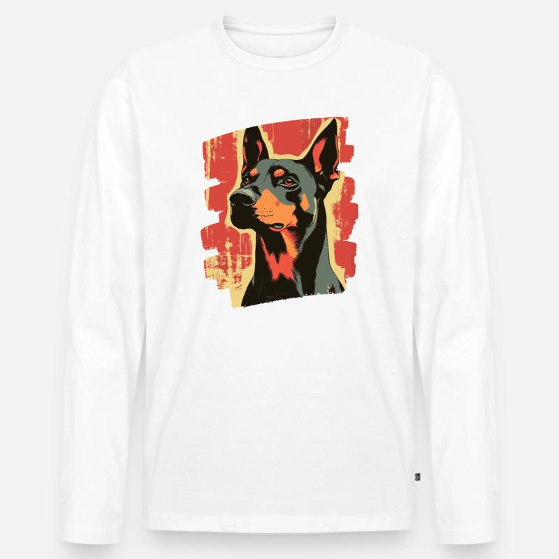 Dobermann - Männer Premium Bio Langarmshirt - Weiß