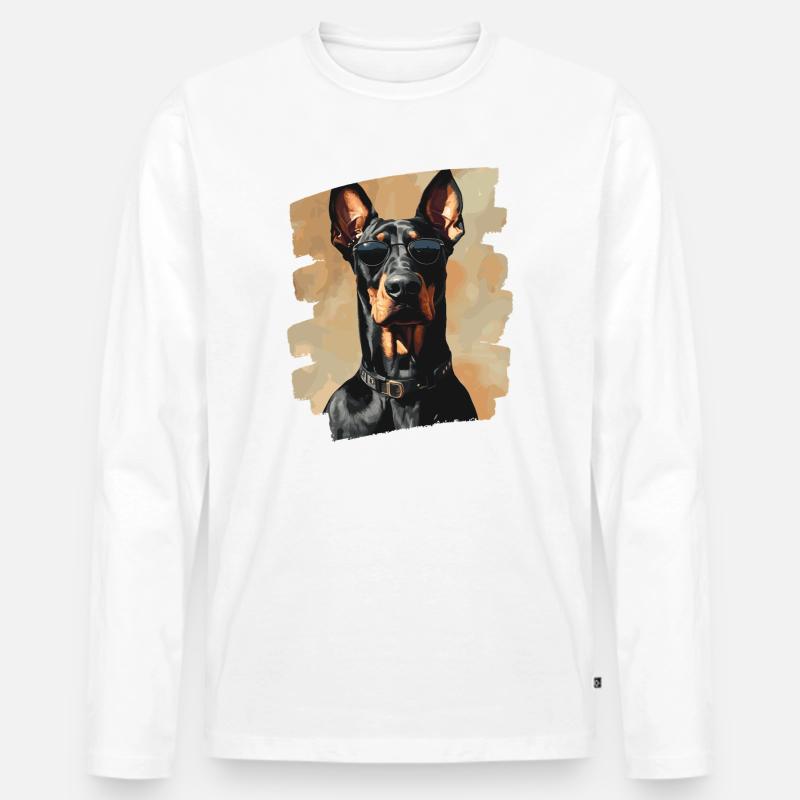 Dobermann - Männer Premium Bio Langarmshirt - Weiß