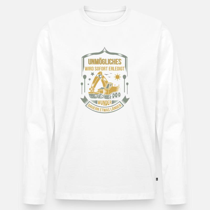 Baggerfahrer Unmögliches sofort erledigt - Männer Premium Bio Langarmshirt - Weiß