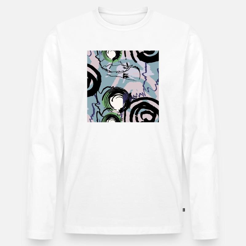 Handgezeichnete Formen - Männer Premium Bio Langarmshirt - Weiß