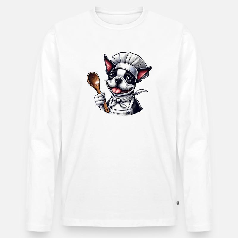 Bostie Koch Design - Männer Premium Bio Langarmshirt - Weiß