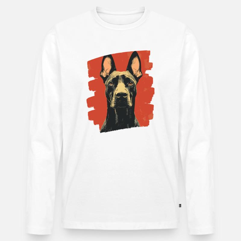 Dobermann - Männer Premium Bio Langarmshirt - Weiß