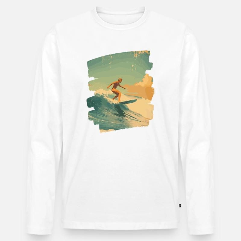 Surfer - Männer Premium Bio Langarmshirt - Weiß