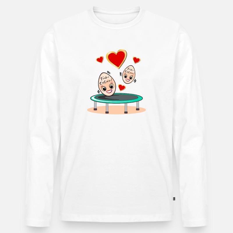 OSTERGESCHENKE OSTEREIER TRAMPOLIN - Männer Premium Bio Langarmshirt - Weiß