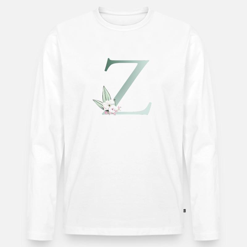 Z Monogramm, Floral, personalisierbar - Männer Premium Bio Langarmshirt - Weiß