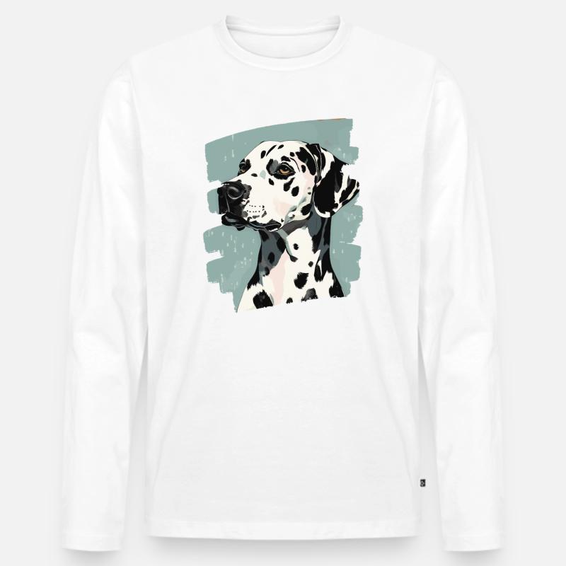 Dalmatiner - Männer Premium Bio Langarmshirt - Weiß