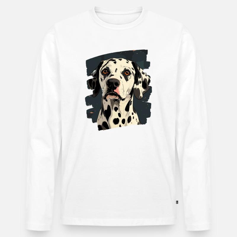 Dalmatiner - Männer Premium Bio Langarmshirt - Weiß