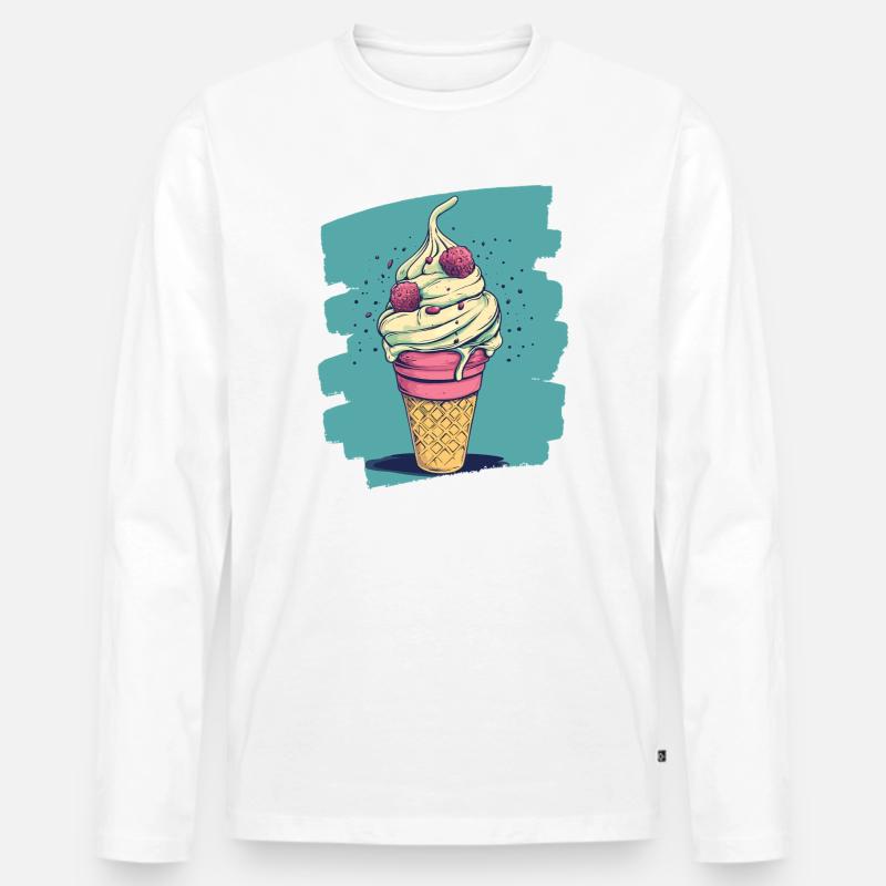 Eiscreme Eis - Männer Premium Bio Langarmshirt - Weiß