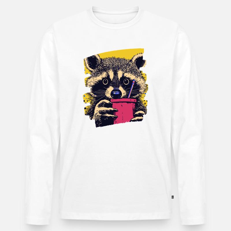 Waschbär - Männer Premium Bio Langarmshirt - Weiß