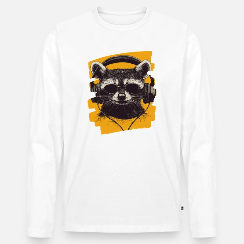 Waschbär - Männer Premium Bio Langarmshirt - Weiß