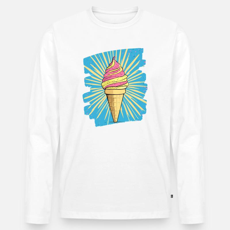Eiscreme Eis - Männer Premium Bio Langarmshirt - Weiß