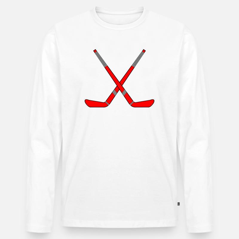 Gekreuzte Eishockeyschläger - Männer Premium Bio Langarmshirt - Weiß