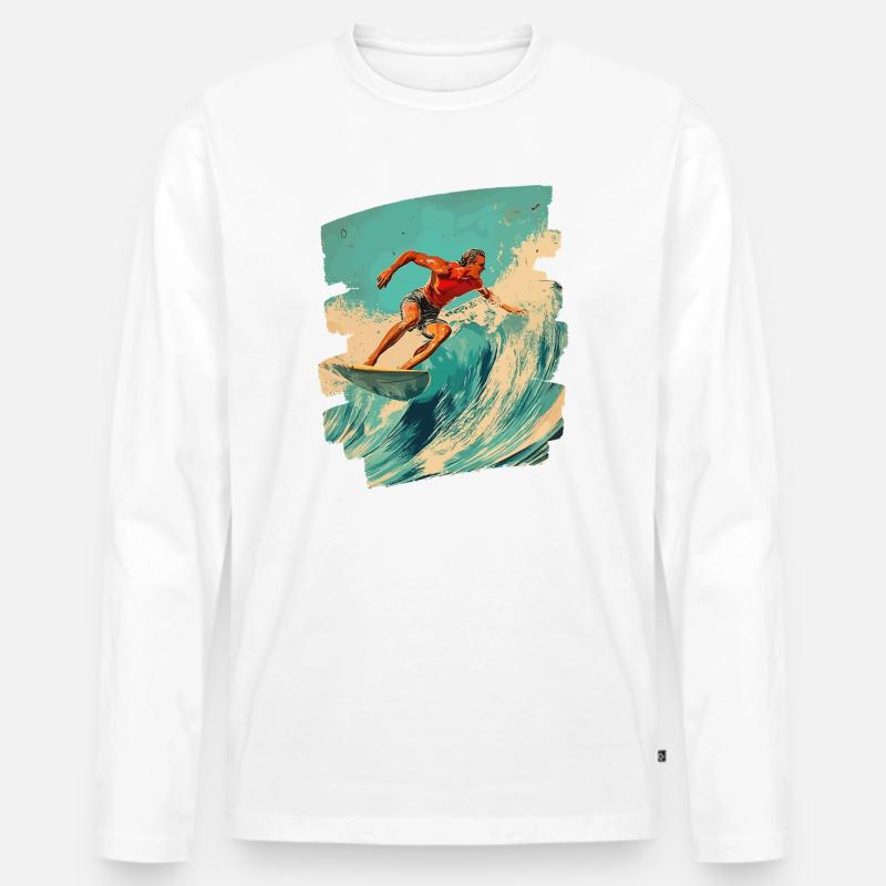 Surfer - Männer Premium Bio Langarmshirt - Weiß