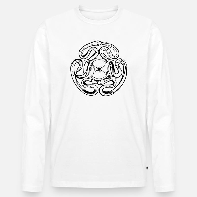 Schlangen mit Rad der Hekate - Männer Premium Bio Langarmshirt - Weiß