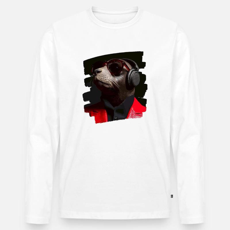 Robbe - Männer Premium Bio Langarmshirt - Weiß