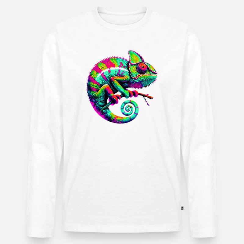 Chamäleon - Männer Premium Bio Langarmshirt - Weiß