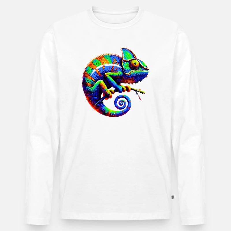 Chamäleon - Männer Premium Bio Langarmshirt - Weiß