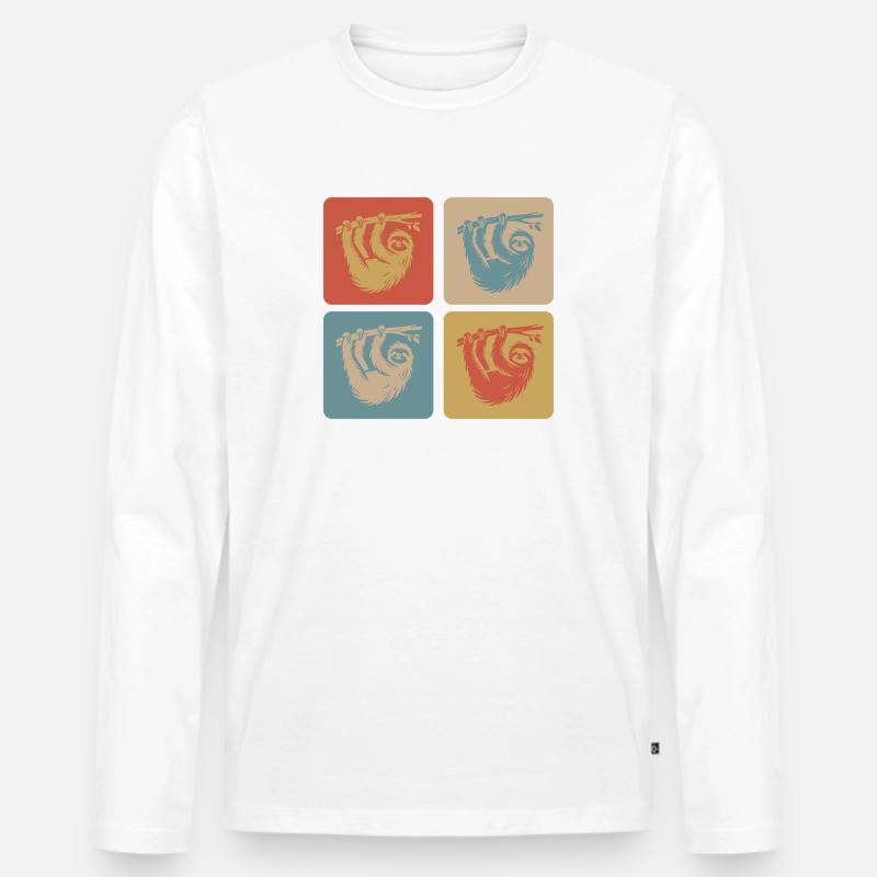 Entspanntes Faultier – Nimm’s locker - Männer Premium Bio Langarmshirt - Weiß