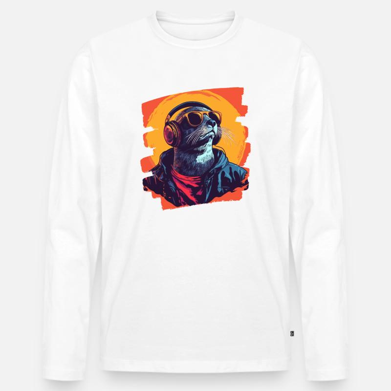 Robbe - Männer Premium Bio Langarmshirt - Weiß