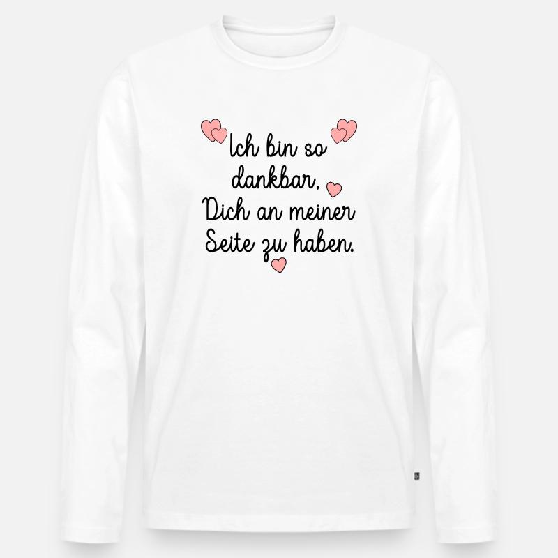 DANKBARKEIT WERTSCHÄTZUNG HERZ - Männer Premium Bio Langarmshirt - Weiß